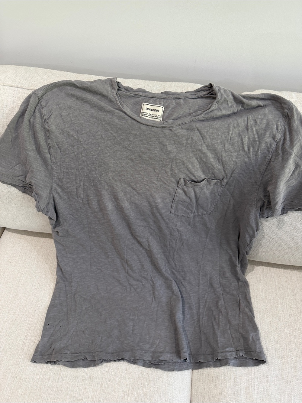 Zadig & Voltaire Men's Short Sleeve Pocket Tee in Gray